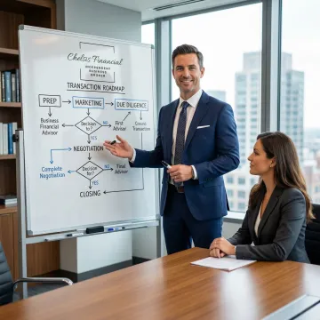 M&A advisor walking a facilities business owner through the transaction process step by step