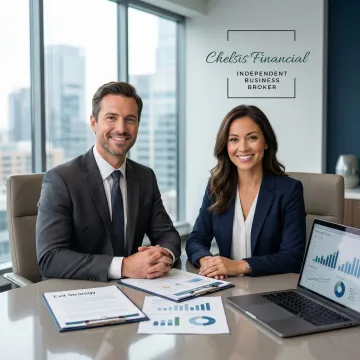 Business owner reviewing exit planning documents with a financial advisor