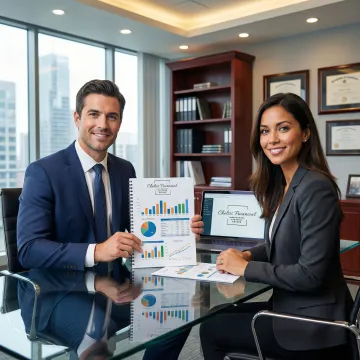 Financial advisor presenting business valuation report to a business owner