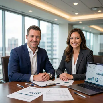 Business valuation consultant reviewing financial documents with a business owner in Nebraska