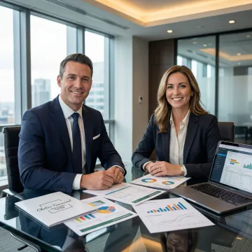 Business valuation consultant reviewing financial documents with a business owner in Northwest Indiana