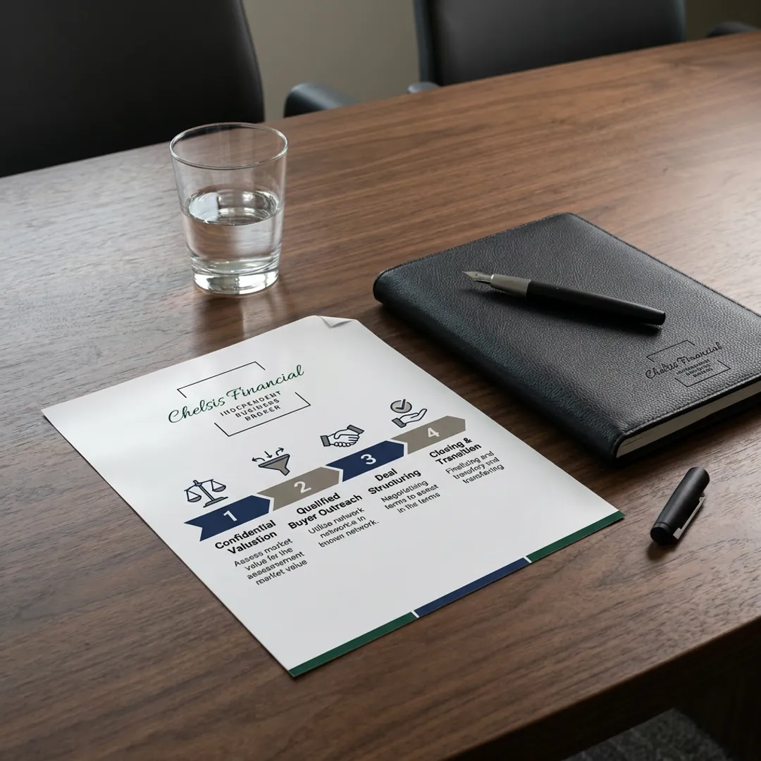 A flowchart outlining the four key steps in the business marketing process.