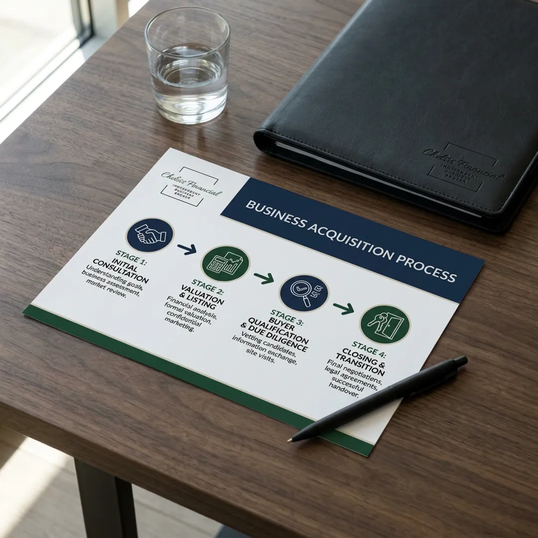 A flowchart detailing the business acquisition process.