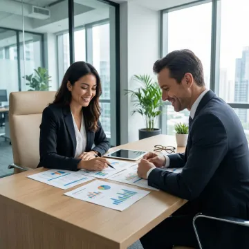 Business valuation consultant reviewing financial documents with a Wisconsin business owner