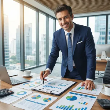 Financial advisor presenting business valuation report to a small business owner