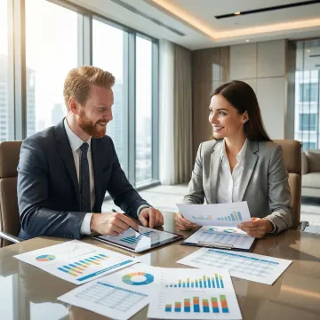 Business valuation consultant reviewing financial statements with a business owner in Fond du Lac