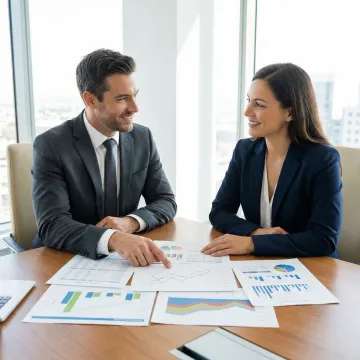 Healthcare business owner meeting with a financial advisor to discuss a business sale