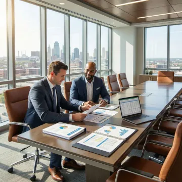 Business broker meeting with a Kansas City business owner to discuss selling their company