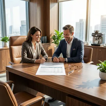 M&A advisor consulting with a small business owner about selling their business