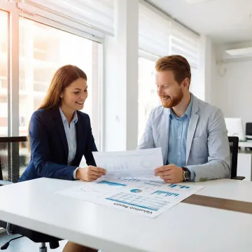 Business owner reviewing a confidential business valuation report with a financial advisor