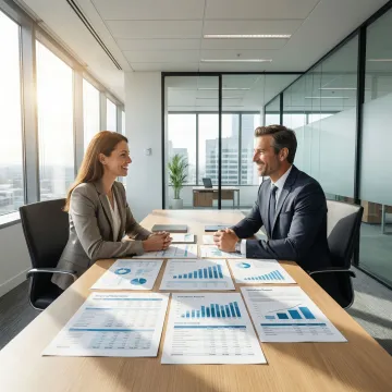 Business owner reviewing valuation documents with a financial advisor