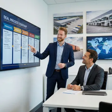 Transportation M&A advisor guiding business owner through deal process steps