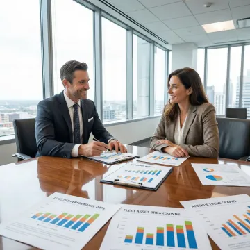 Chelsis Financial M&A advisor presenting logistics company valuation report to business owner