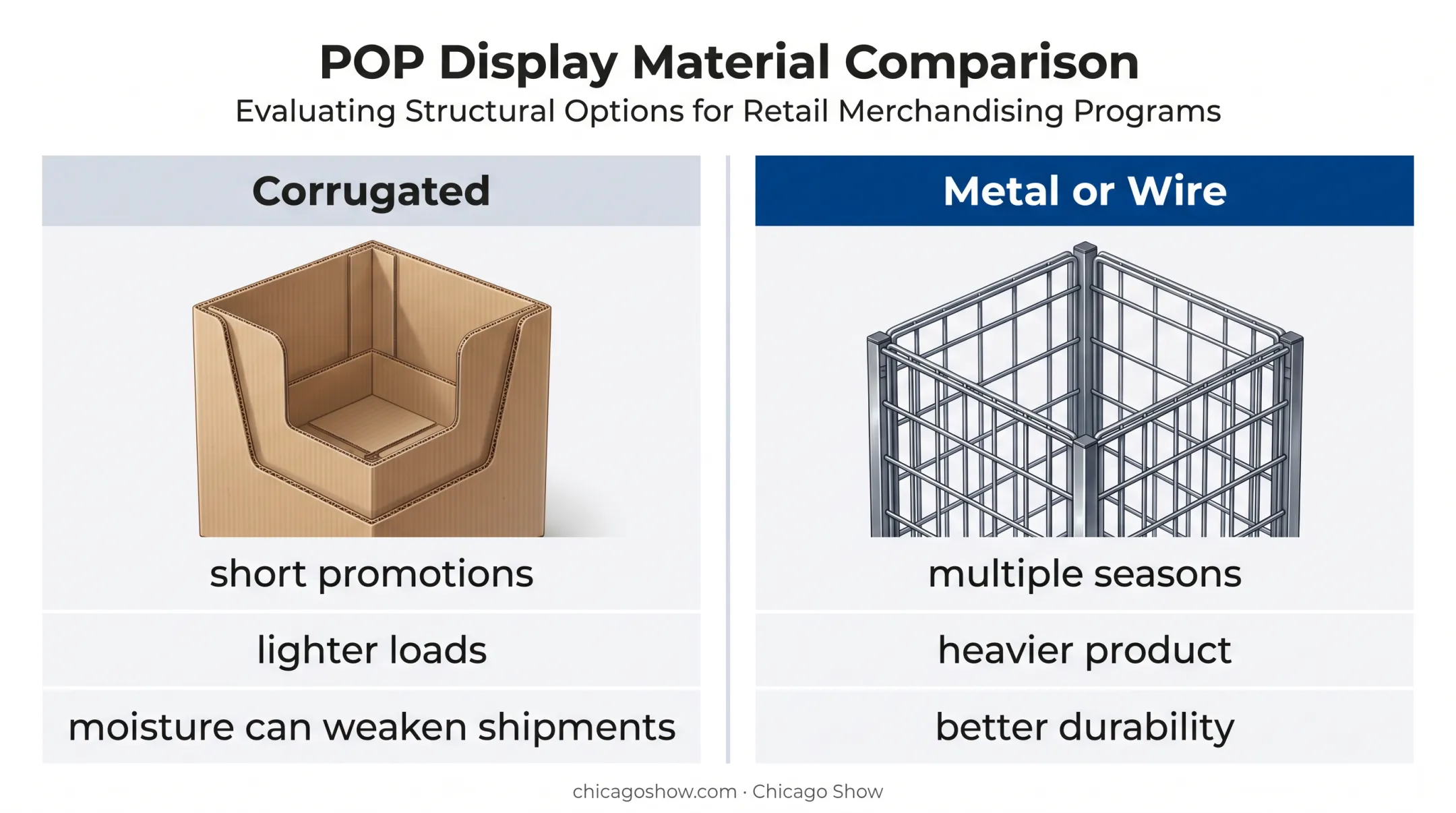 Power wing material comparison for short and recurring retail promotions