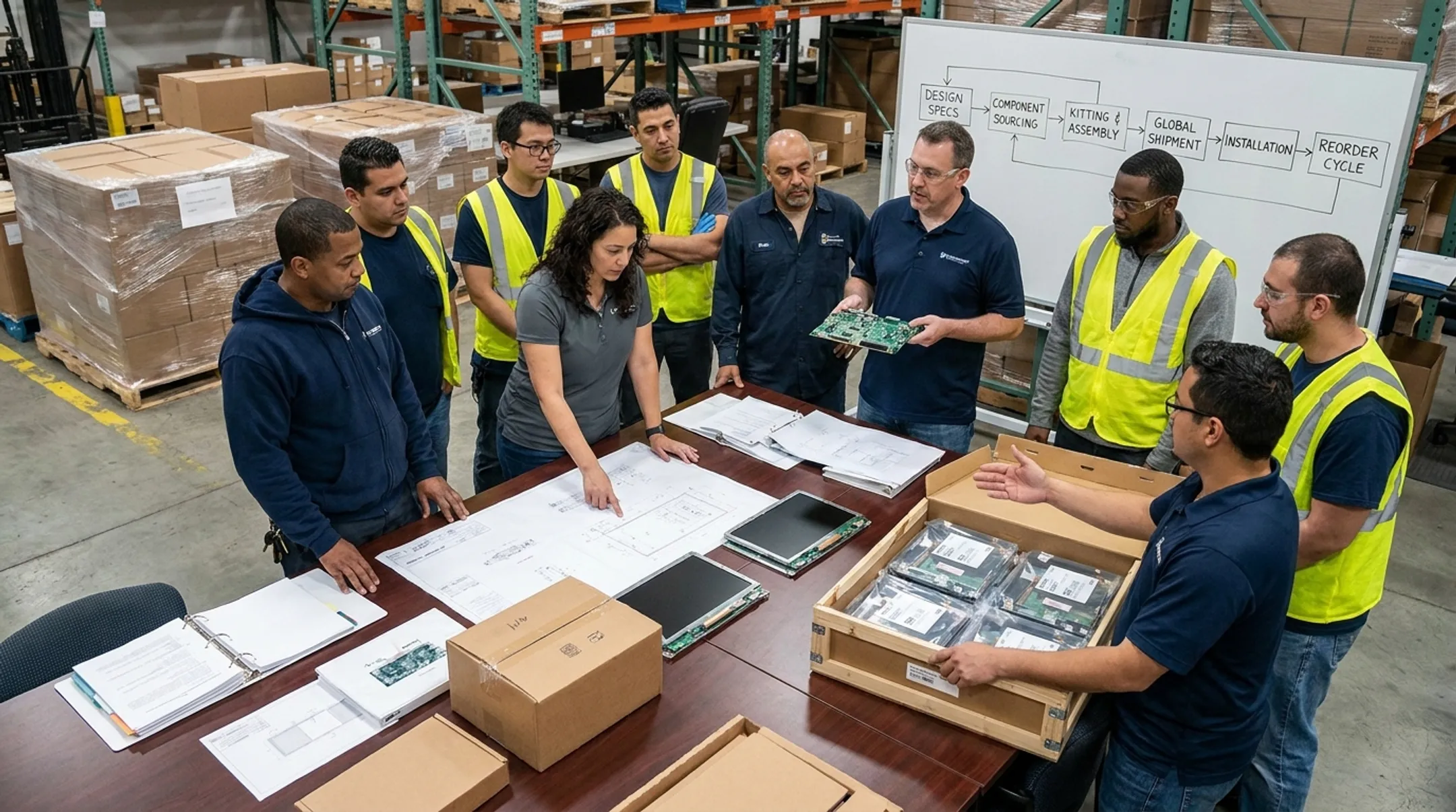 Company team managing display rollout in-house from specifications through fulfillment