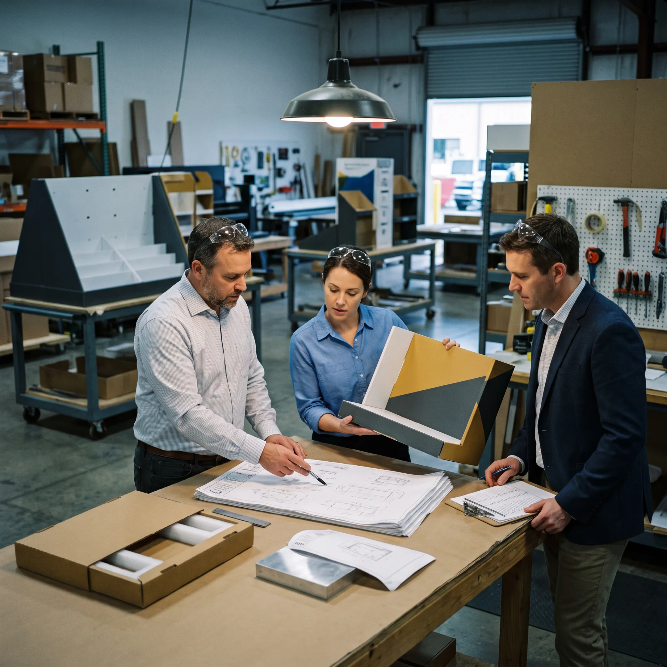 Team managing custom display production and fulfillment