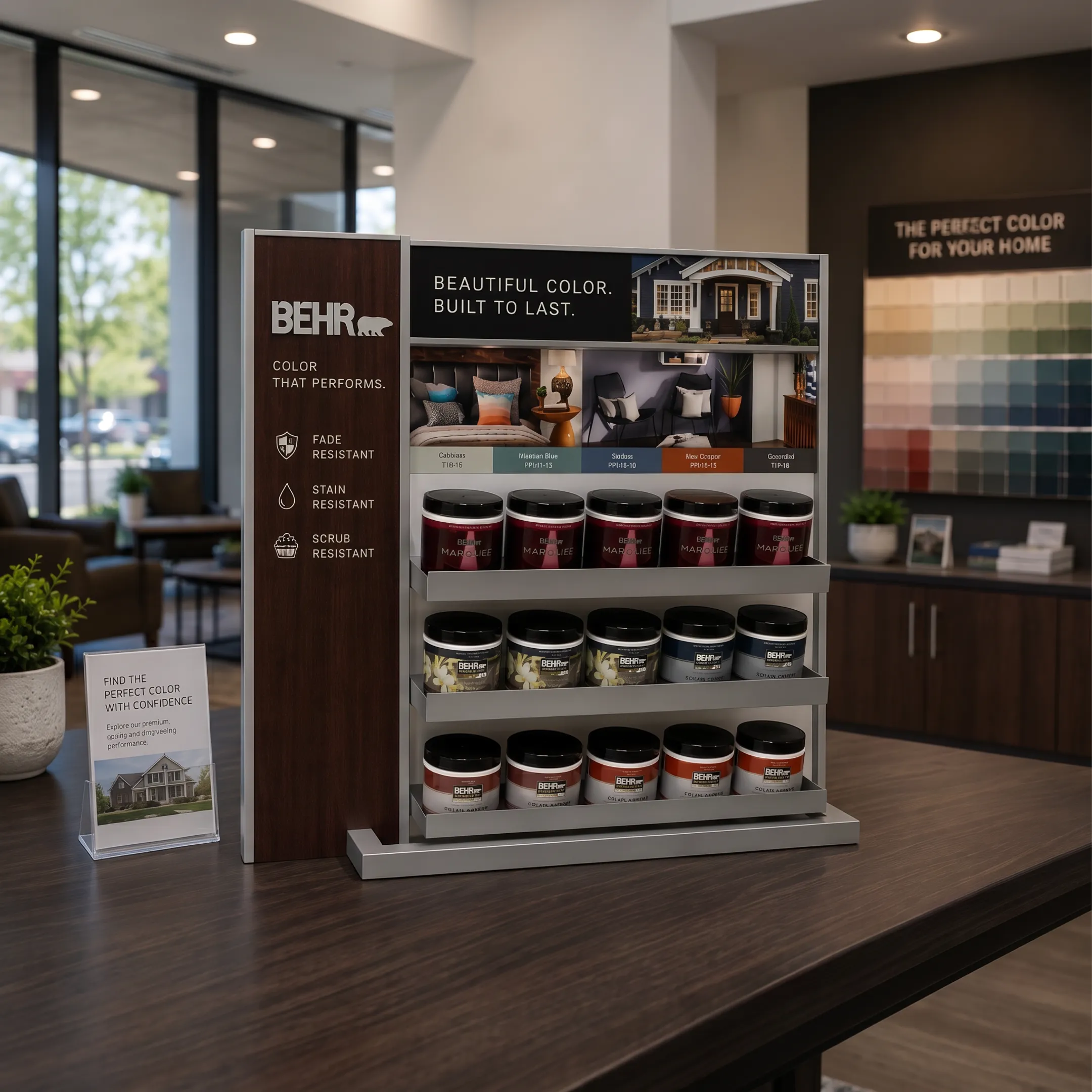 Custom branded merchandising display being prepared for retail delivery