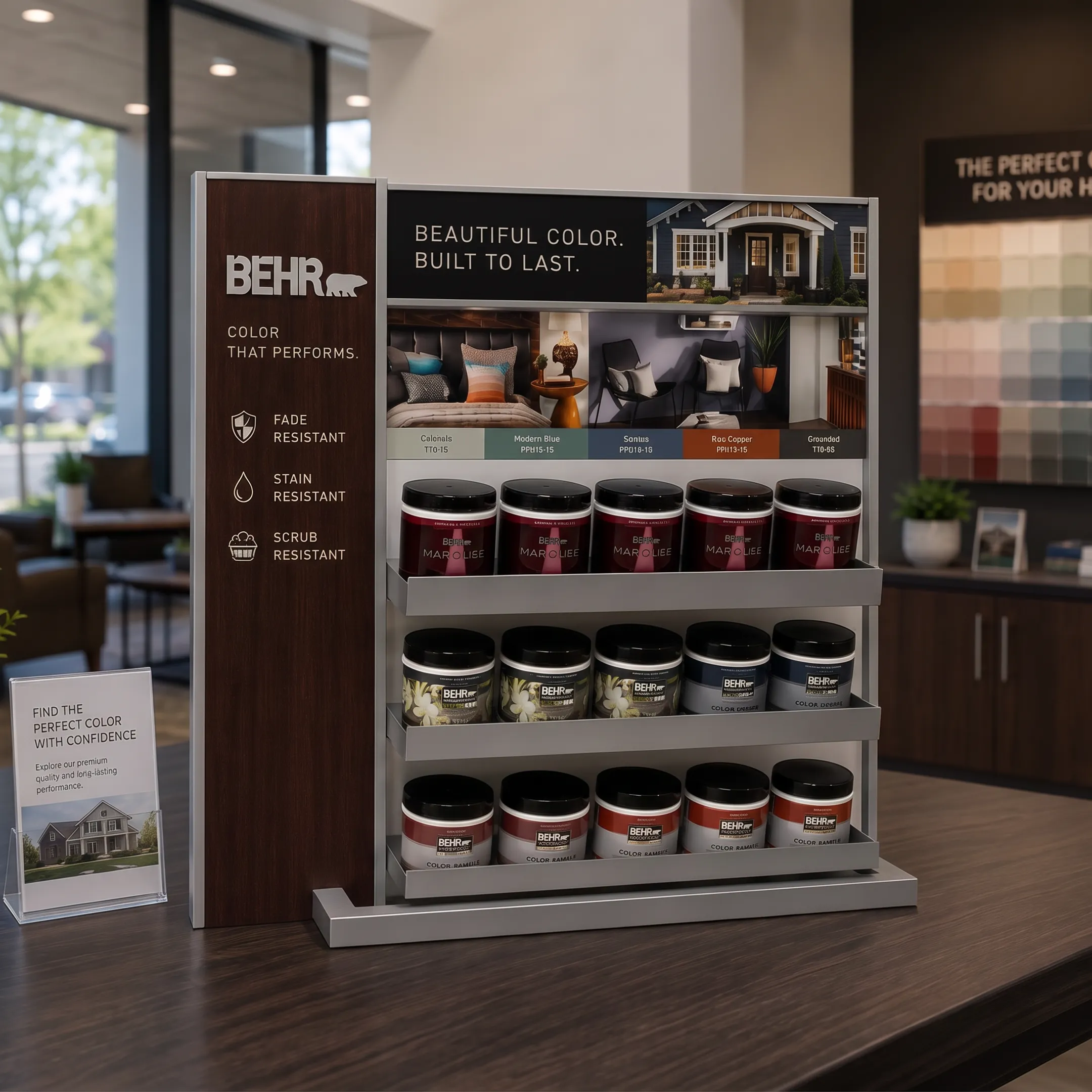 Custom POP retail display showcasing branded products in a store environment
