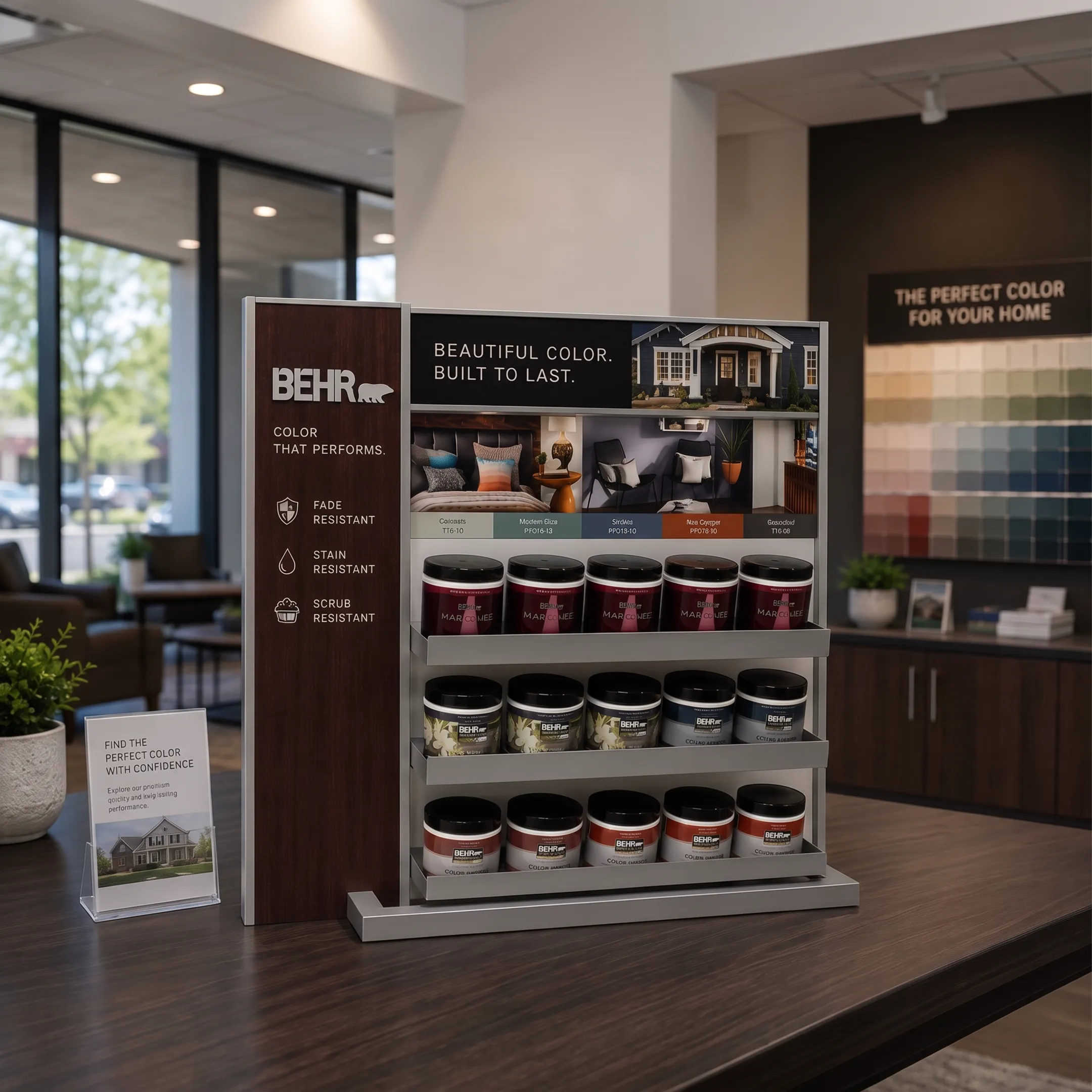 Merchandising team reviewing a custom grocery display before retail delivery