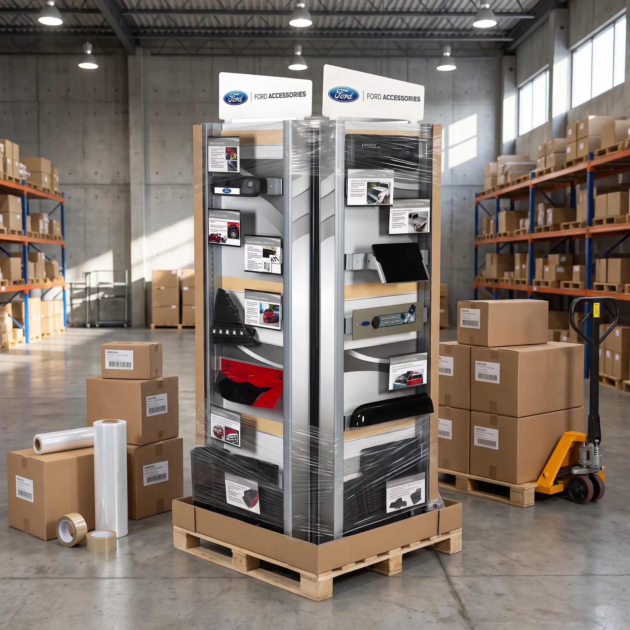 Finished POP displays prepared for fulfillment and delivery