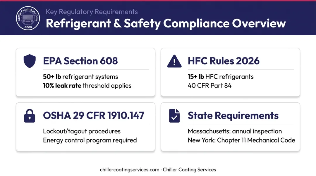 Air-cooled chiller regulatory compliance requirements EPA OSHA HFC rules overview