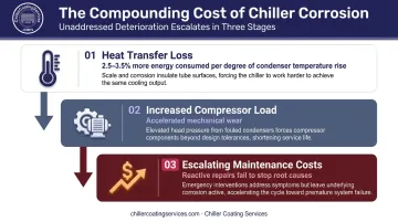 Three cascading operational impacts of untreated chiller corrosion with energy cost data