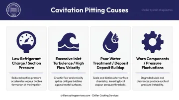 Four root causes of cavitation pitting in commercial chiller systems