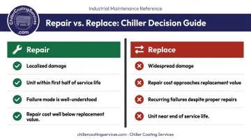 Repair versus replace heat exchanger decision framework side-by-side comparison infographic
