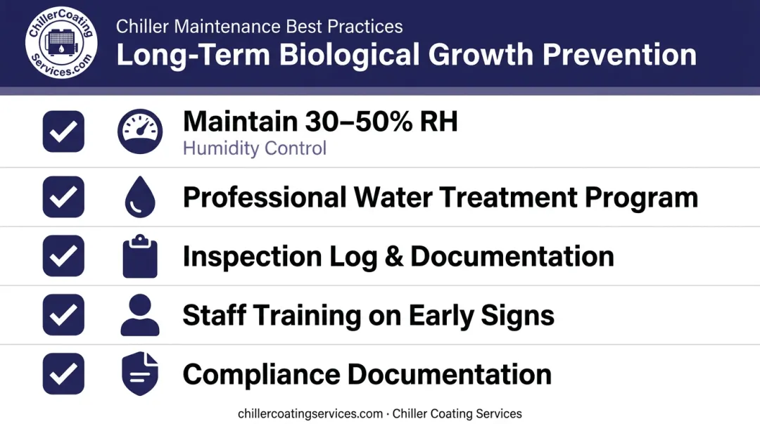 Five long-term HVAC biological growth prevention best practices checklist infographic