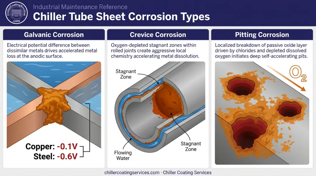 Three types of chiller corrosion galvanic crevice and pitting mechanisms explained