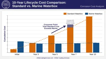 Standard versus marine waterbox total cost of ownership lifecycle comparison chart