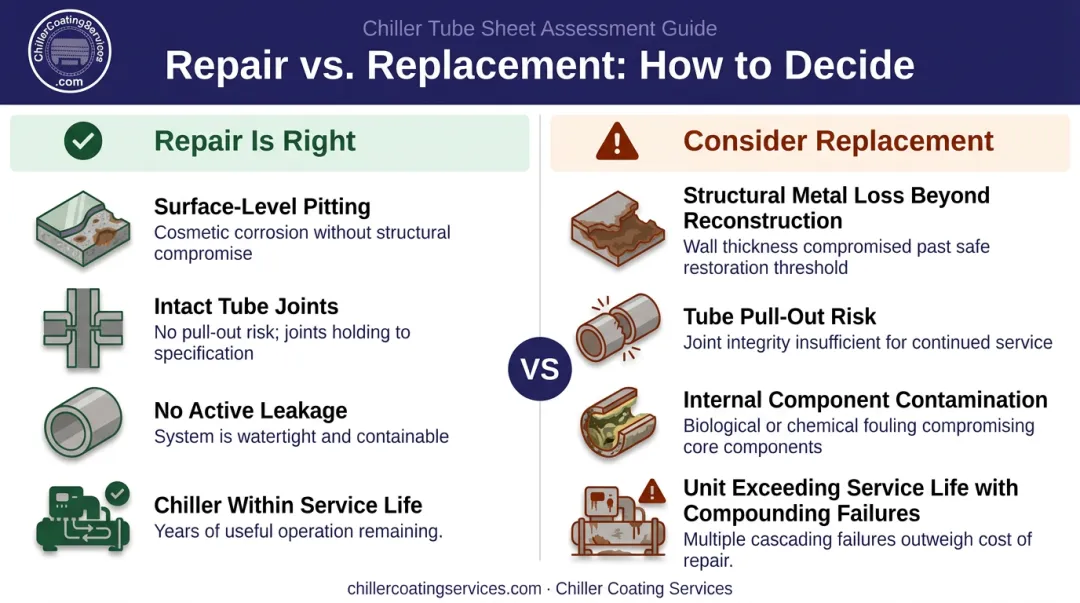 Repair versus replace chiller decision framework comparing key criteria side by side