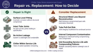 Repair versus replace chiller decision framework comparing key criteria side by side