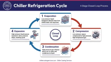 4-stage chiller refrigeration cycle process flow evaporator to condenser