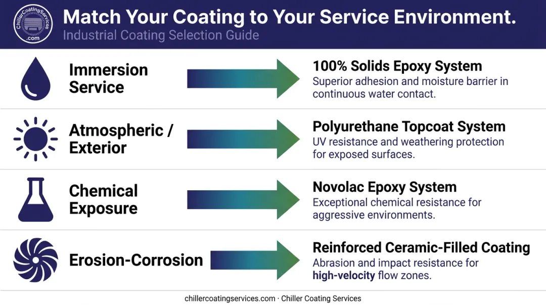 Corrosion coating selection guide matching environment to coating type infographic