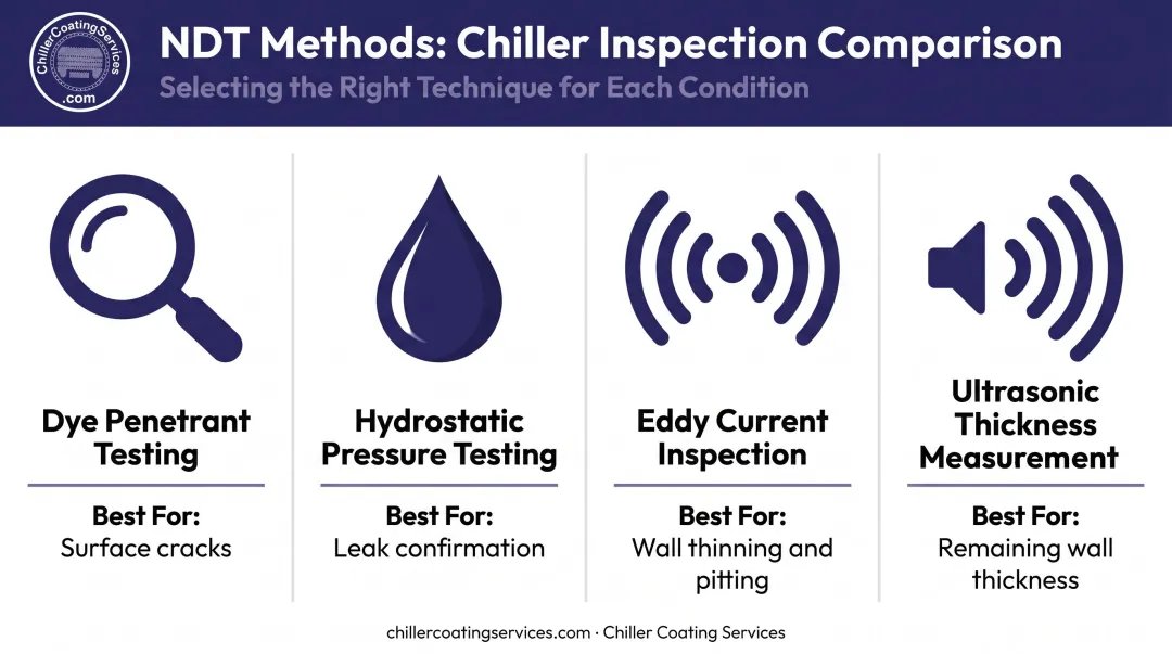 Four non-destructive testing methods for heat exchanger damage diagnosis comparison