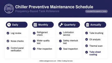 Chiller preventive maintenance schedule frequency breakdown daily monthly quarterly annually
