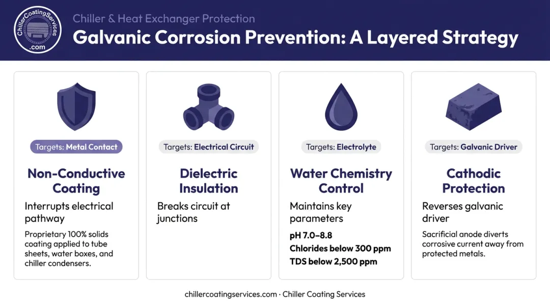 Four-layer galvanic corrosion prevention strategy for chiller systems comparison chart