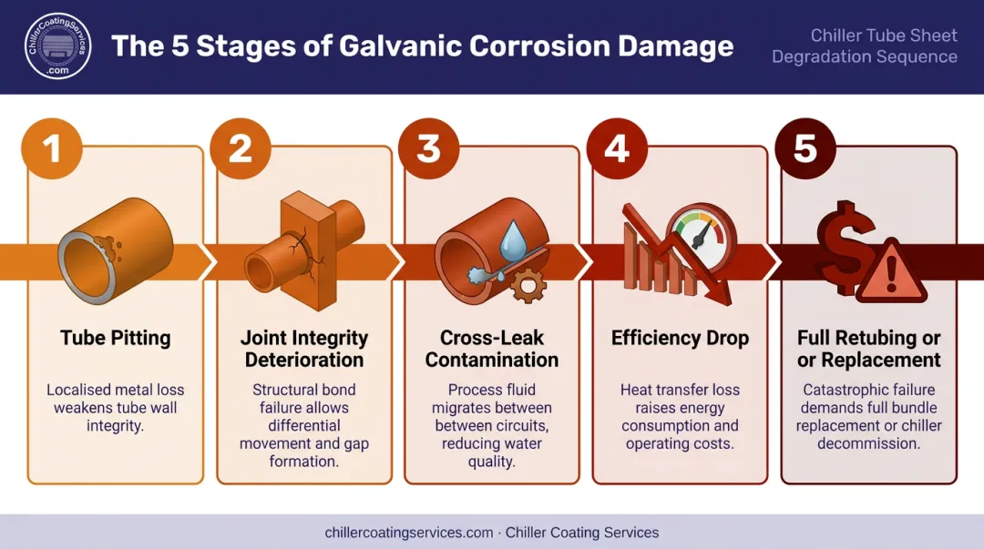 5-stage galvanic corrosion damage progression in chiller systems flow diagram
