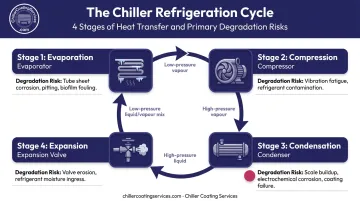 Four-stage commercial chiller refrigeration cycle process flow diagram