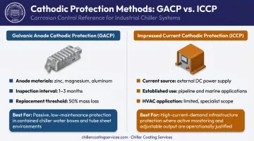 Galvanic anode versus impressed current cathodic protection comparison for chiller systems