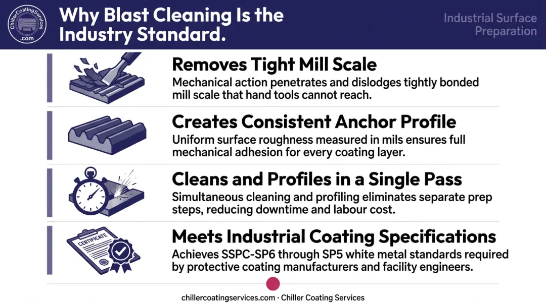 Four key advantages of abrasive blast cleaning over manual surface preparation methods