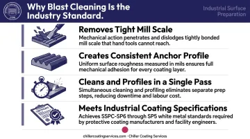 Four key advantages of abrasive blast cleaning over manual surface preparation methods