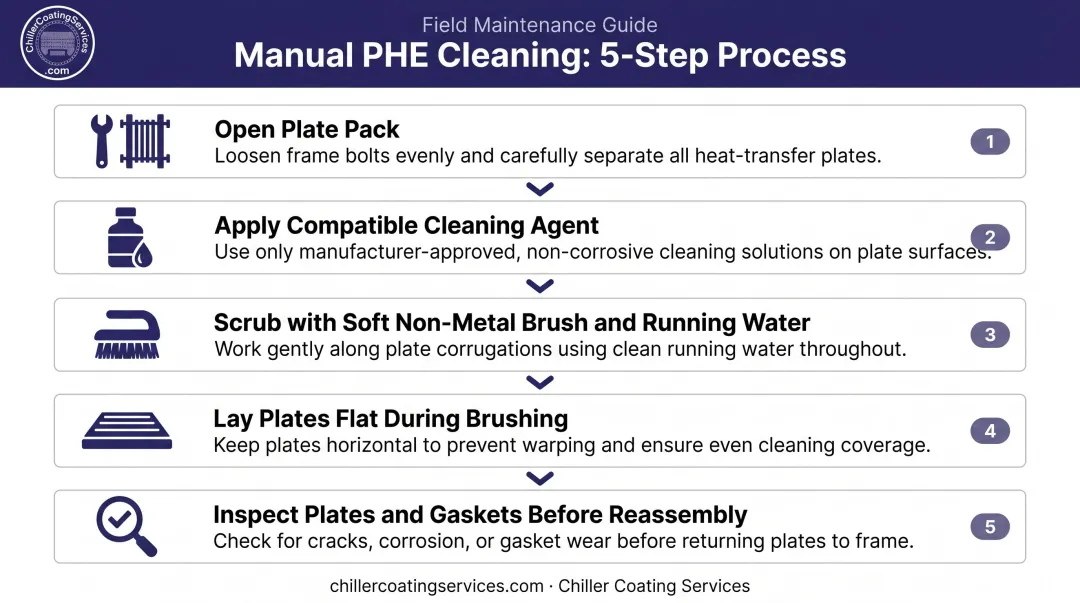 5-step plate heat exchanger manual cleaning procedure process flow