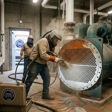 Industrial surface preparation before corrosion coating