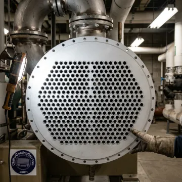 Prepared chiller tube sheet before protective coating