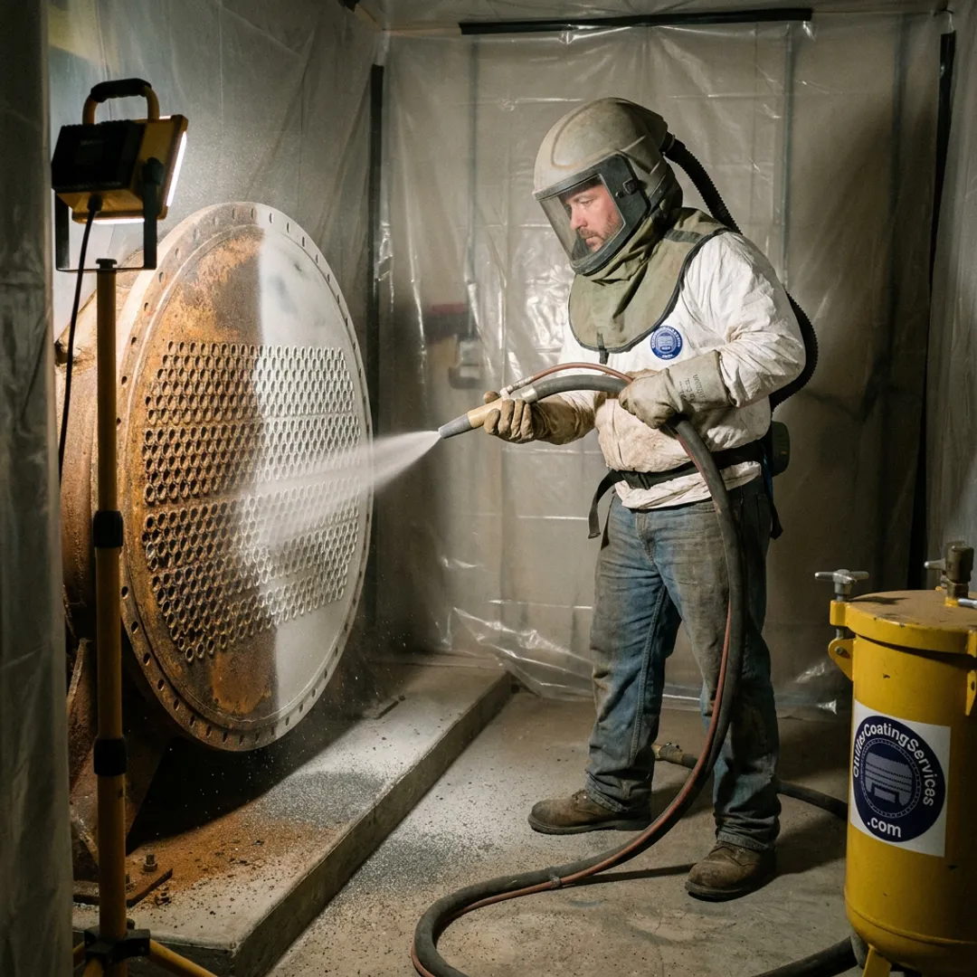 Industrial surface preparation before coating