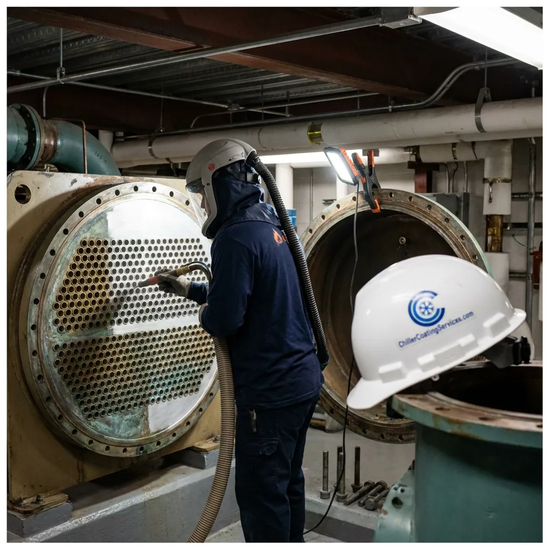 Industrial chiller sandblasting in NYC
