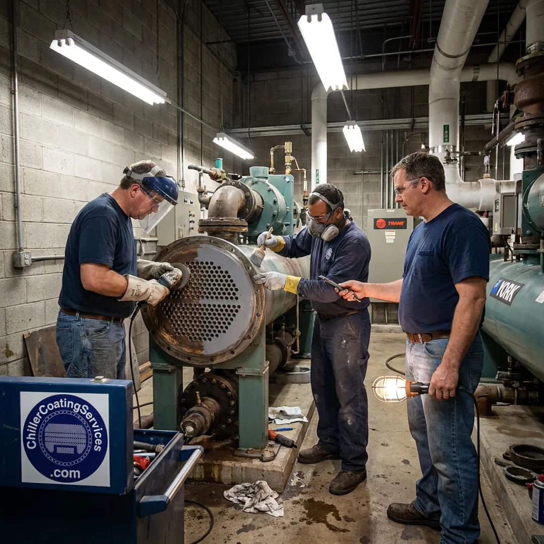 Heat exchanger repair process in a mechanical room