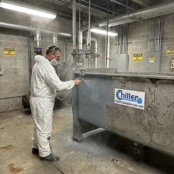 Industrial equipment being coated for corrosion protection